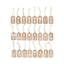 Adventskalender-Anhänger aus Holz, 24 Stück