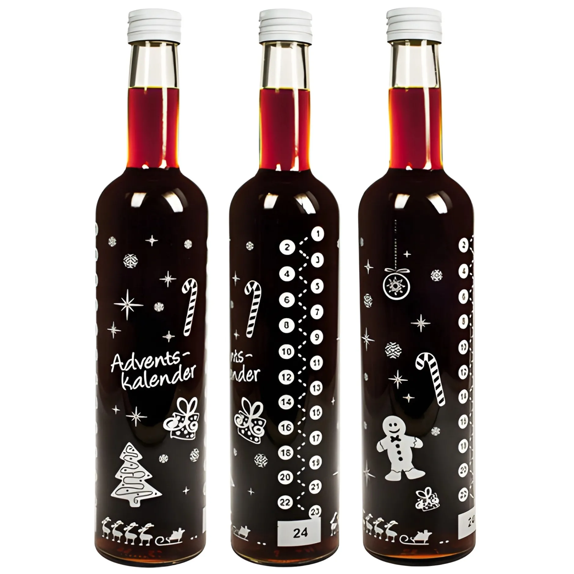 Adventskalender-Flasche 500 ml weiß