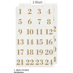 Adventskalender-Zahlen 'Goldene Zahlen', 48 Stück