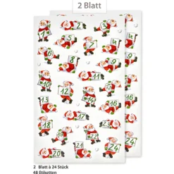 Adventskalender-Zahlen Weihnachtsmänner, 48 Stück