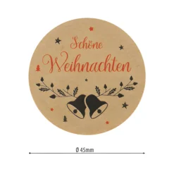Aufkleber 'Weihnachtsgrüße' Ø 4,5 cm, braun, 48 Stück