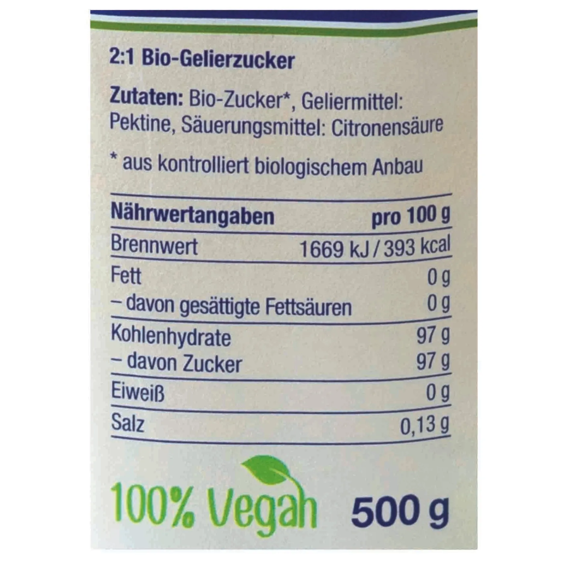 Bio-Gelierzucker 2:1, 500 g