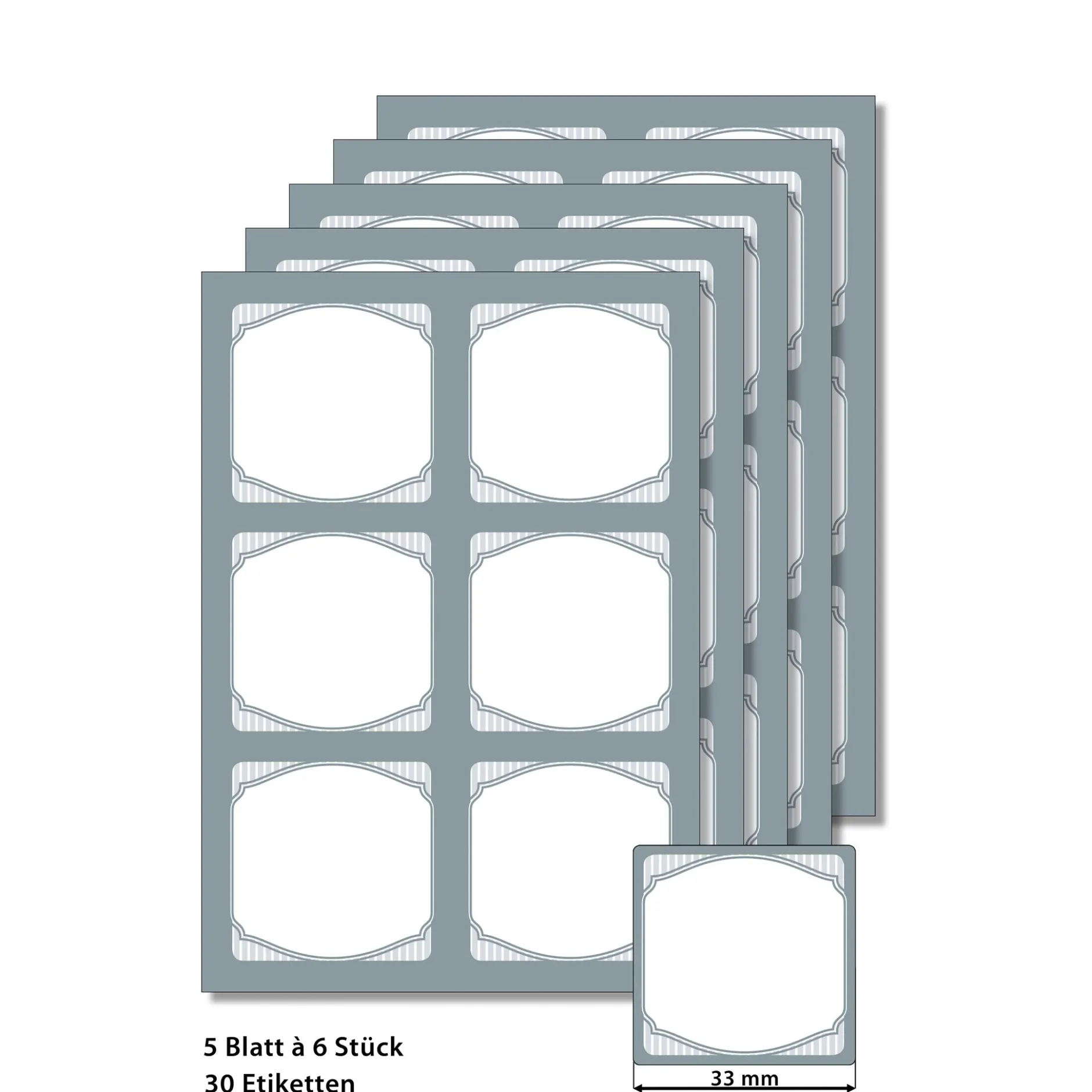 Cubi Etikettenbogen grau, 5 Blatt