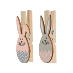 Deko-Holzklammer 'Ostereier-Hasen', 7 cm, 8 Stück