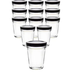 12er Set Becherglas 65 ml TO 58 mit Deckel schwarz