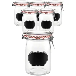 6er Set Bügelglas 'Ermetico' 1000 ml mit Tafel