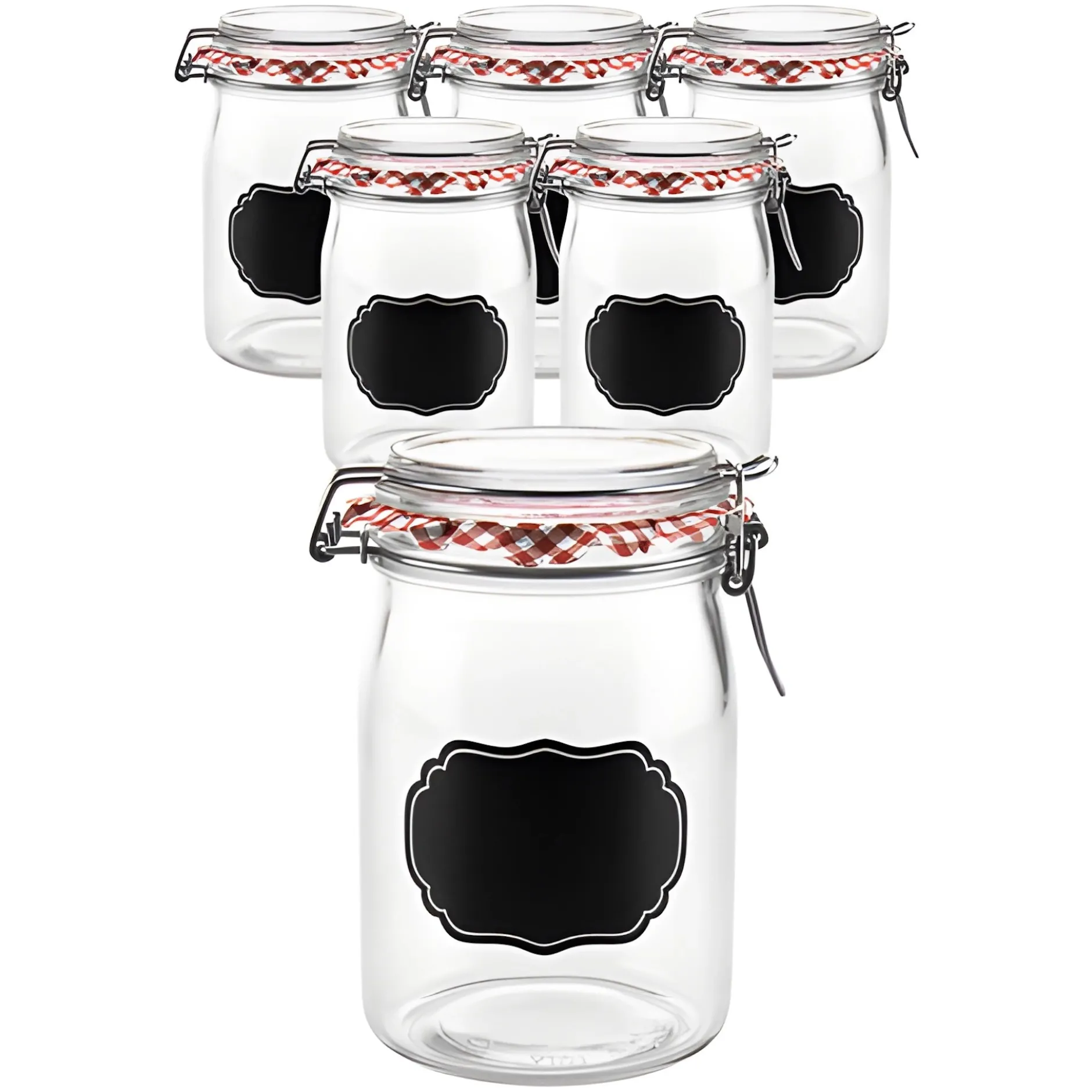 6er Set Bügelglas 'Ermetico' 1000 ml mit Tafel
