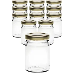 12er Set Pott 106 ml mit Deckel gold