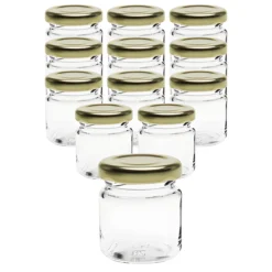 12er Set Rundglas 53 ml mit Deckel gold