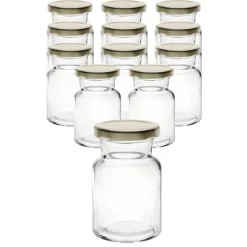 12er Set Rundglas 150 ml mit Deckel gold