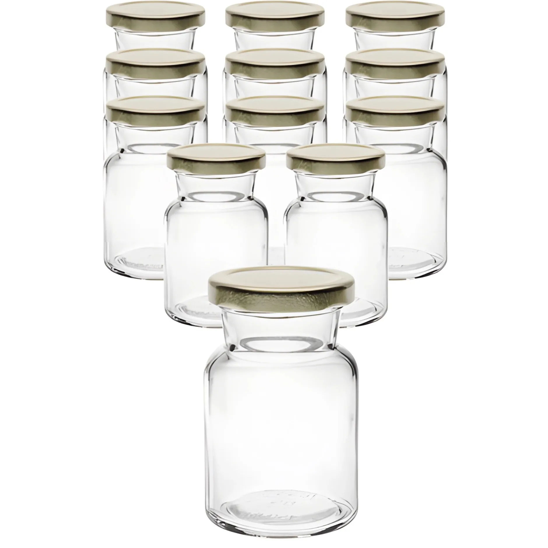 12er Set Rundglas 150 ml mit Deckel gold