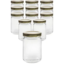 12er Set Rundglas 159 ml mit Deckel gold