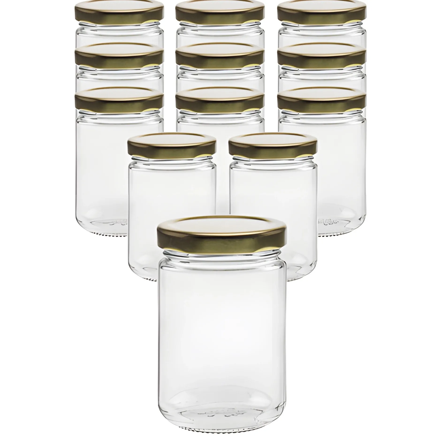 12er Set Rundglas 159 ml mit Deckel gold
