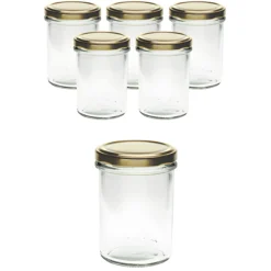 6er Set Sturzglas 230 ml hoch mit Deckel gold