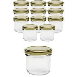 12er Set Sturzglas 125 ml mit Deckel gold