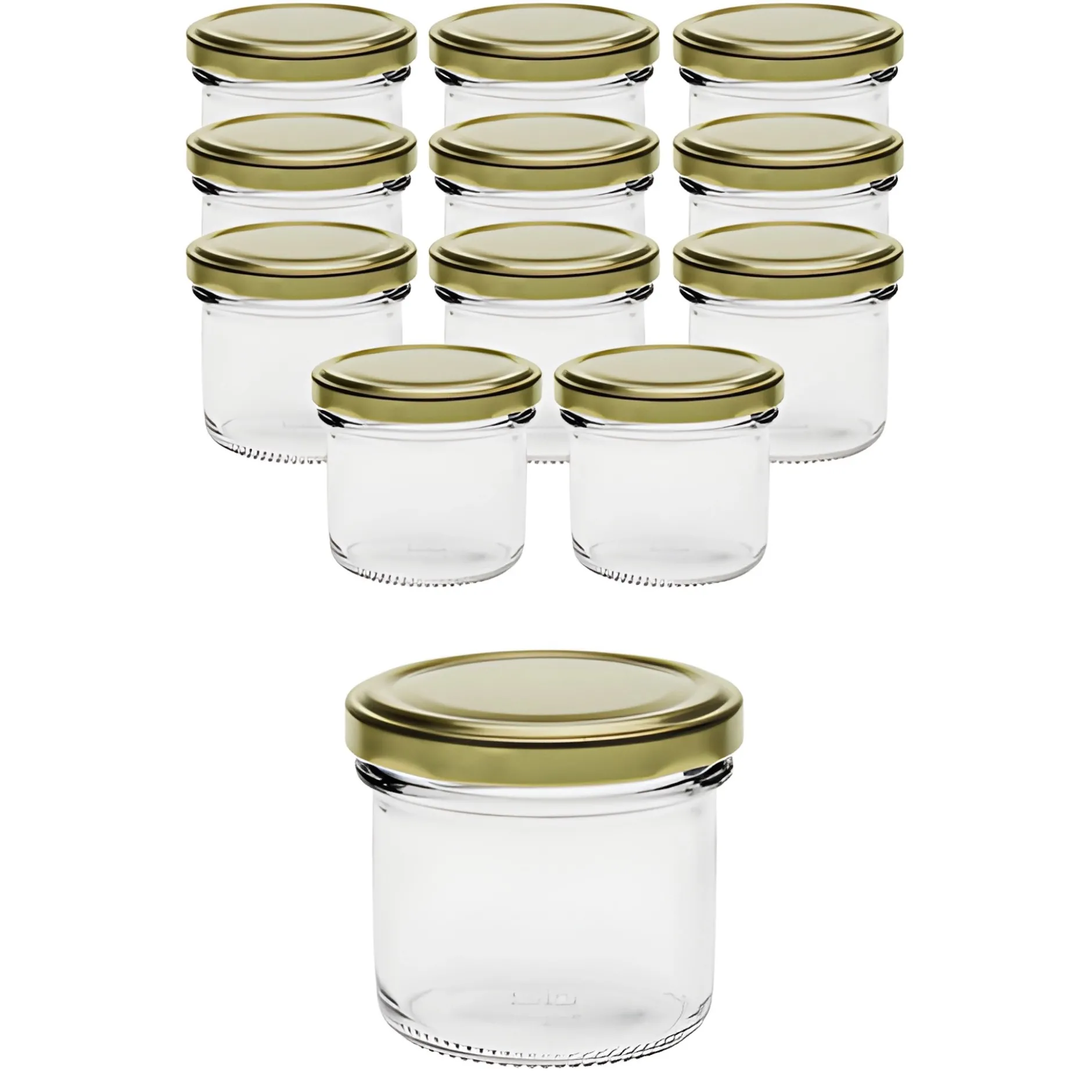 12er Set Sturzglas 125 ml mit Deckel gold