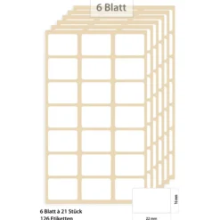 Etiketten 'Weiß 22x16 mm', 126 Stück