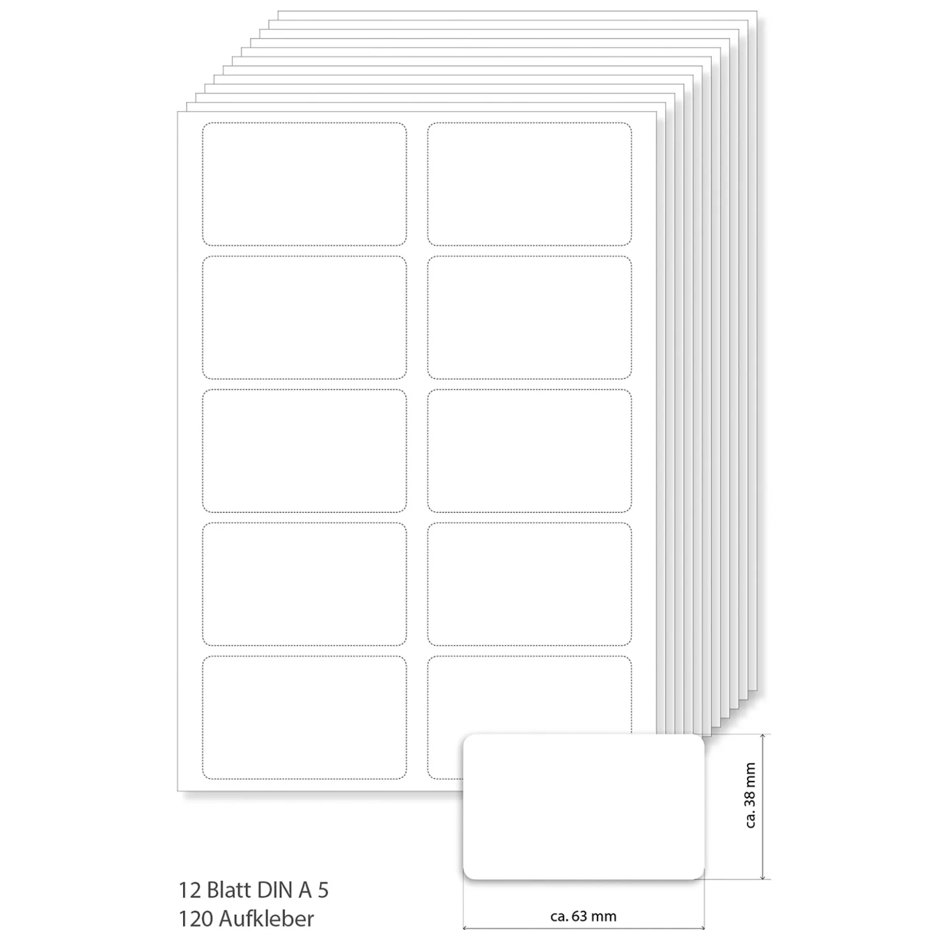 Etiketten 63 x 38 mm weiß, A5, 120 Stück