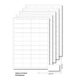 Etiketten 48,5 x 25,4 mm weiß - 5 Blatt A4