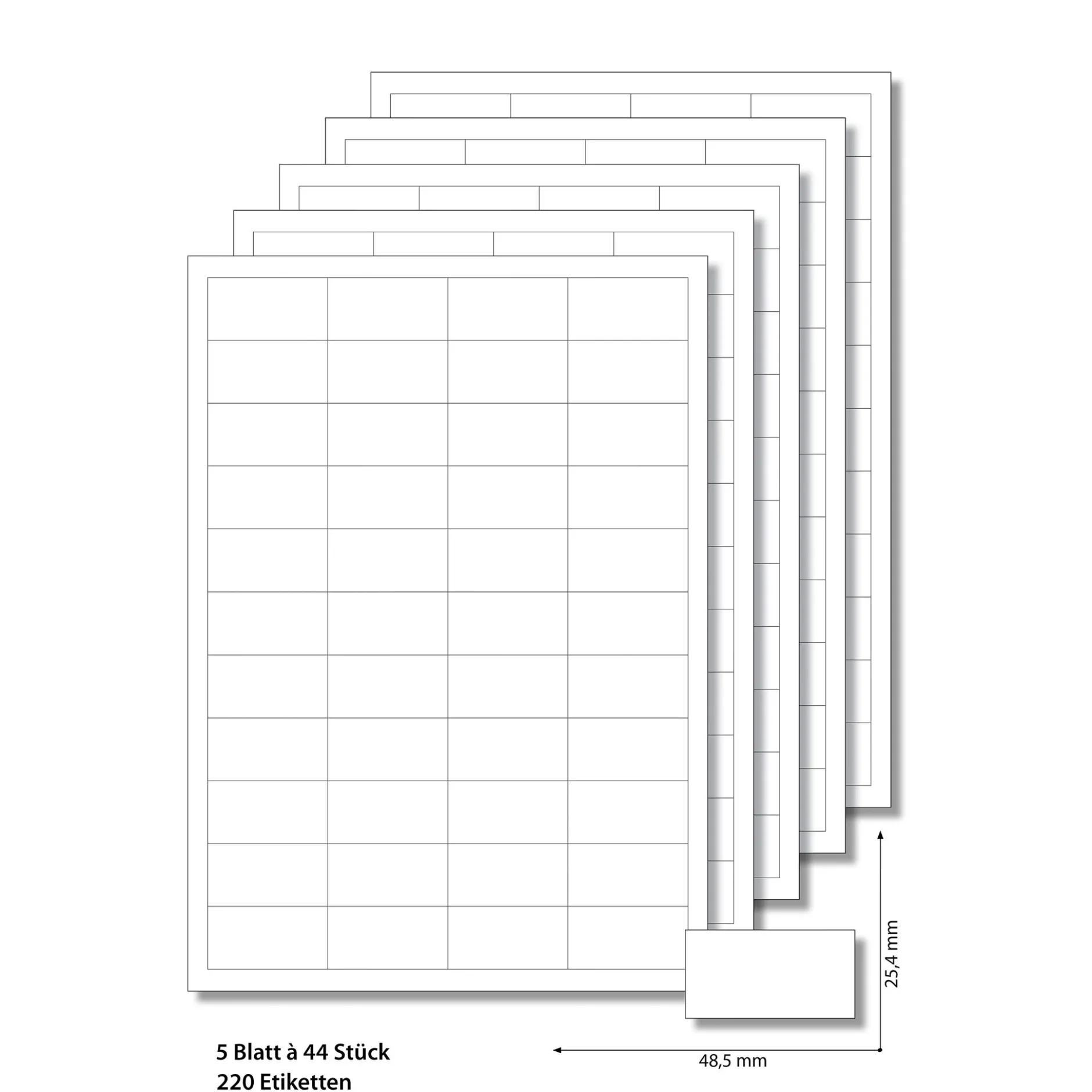 Etiketten 48,5 x 25,4 mm weiß - 5 Blatt A4