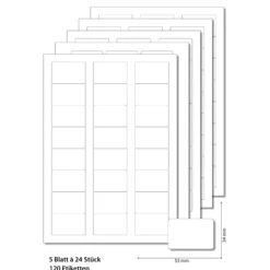 Etiketten 53 x 34 mm weiß - 5 Blatt A4