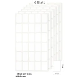 Etiketten 19 x 12 mm, weiß, 180 Stück