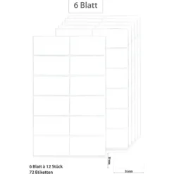 Etiketten 36 x 19 mm, weiß, 72 Stück