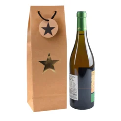 Flaschentasche 'Stern' gold metallic, 12 x 10 x 36 cm