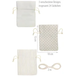 Folia Adventskalender-Beutel beige/weiß, 49-teilig