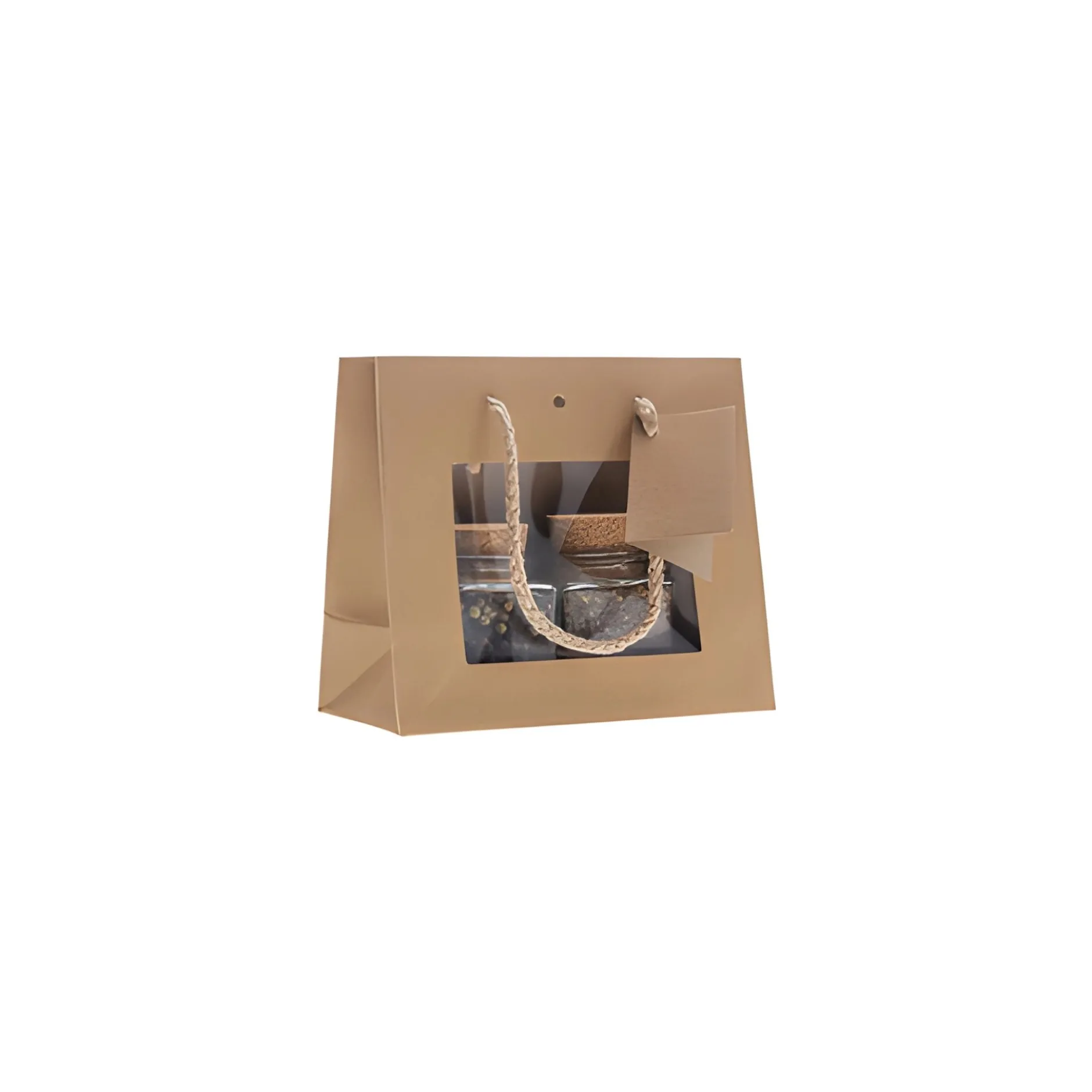 Geschenktüte mit Sichtfenster natron, mittel