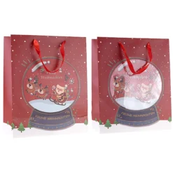 Geschenktüte 'Schneekugel' rot, groß