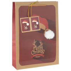 Geschenktüte 'Weihnachtsmütze mit Bommel', groß
