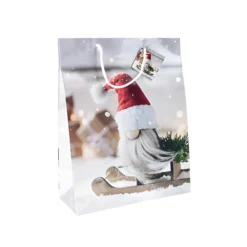 Geschenktüte 'Wichtel mit Schlitten', groß