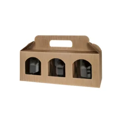 Gläserkarton 3er 250 x 80 x 95 mm natur