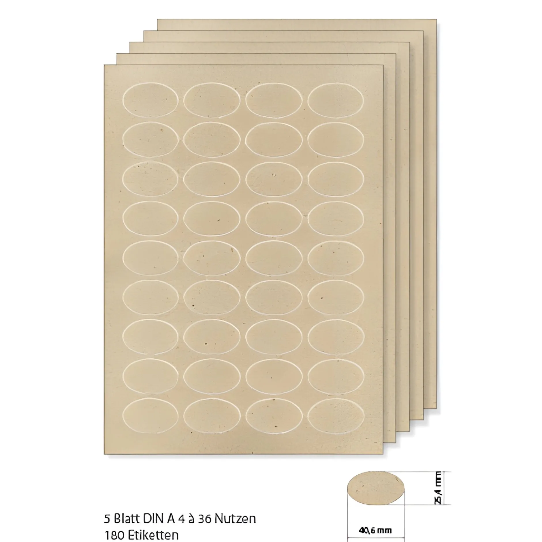 Grasetiketten oval 40,6 x 25,4 mm, 5 Blatt A4, 180 Stück