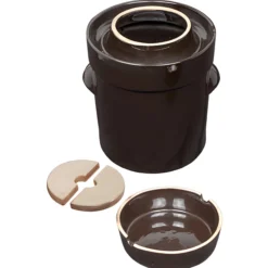 Gärtopf 10 Liter braun mit Beschwerungssteinen