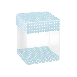 Klarsichtschachtel 80 x 80 x 90 mm blau gepunktet