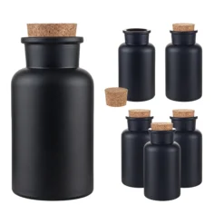 Korkenglas 300 ml schwarz matt beschichtet, 6er Set