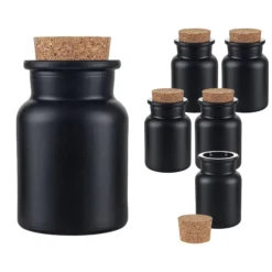 Korkenglas 150 ml schwarz matt beschichtet, 6er Set