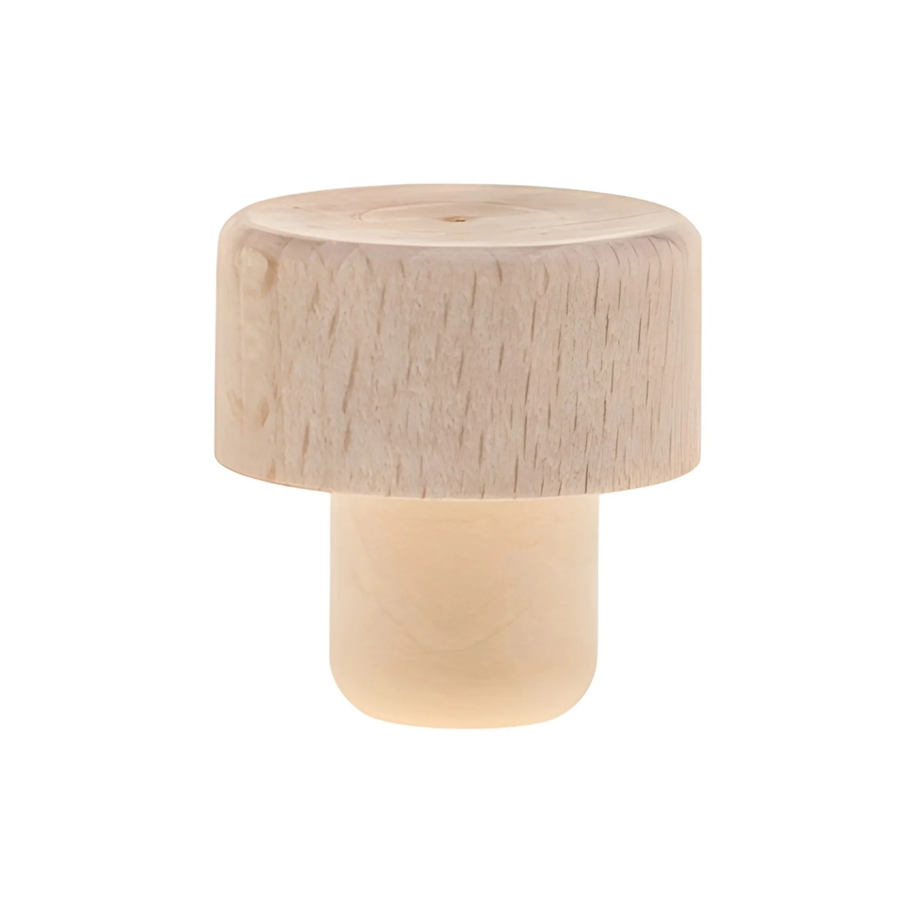 PE-Stopfen 16 mm gespritzt mit Holzscheibe Ø 29 mm