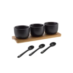 Schälchenset Keramik schwarz, 7-teilig