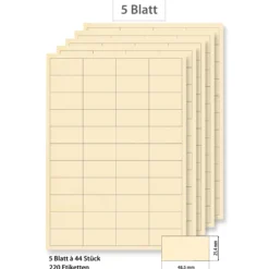 Steffis Etiketten 48,5 x 25,4 mm creme - 5 Blatt A4