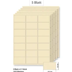 Steffis Etiketten 63,5 x 38,1 mm creme - 5 Blatt A4