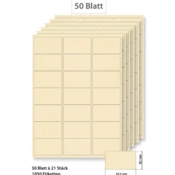 Steffis Etiketten 63,5 x 38,1 mm creme - 50 Blatt A4