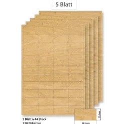 Steffis Etiketten 48,5 x 25,4 mm Holzdekor - 5 Blatt A4