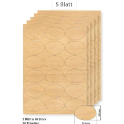 Steffis Etiketten 63,5 x 42,3 mm Holzdekor - 5 Blatt A4