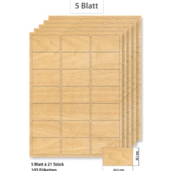 Steffis Etiketten 63,5 x 38,1 mm Holzdekor - 5 Blatt A4