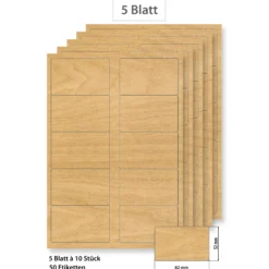 Steffis Etiketten 82 x 52 mm Holzdekor - 5 Blatt A4