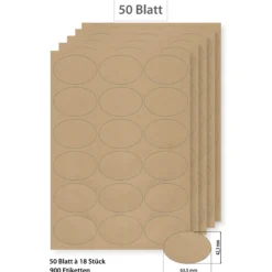 Steffis Etiketten 63,5 x 42,3 mm natur - 50 Blatt A4