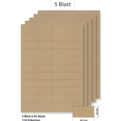 Steffis Etiketten 48,5 x 25,4 mm natur - 5 Blatt A4